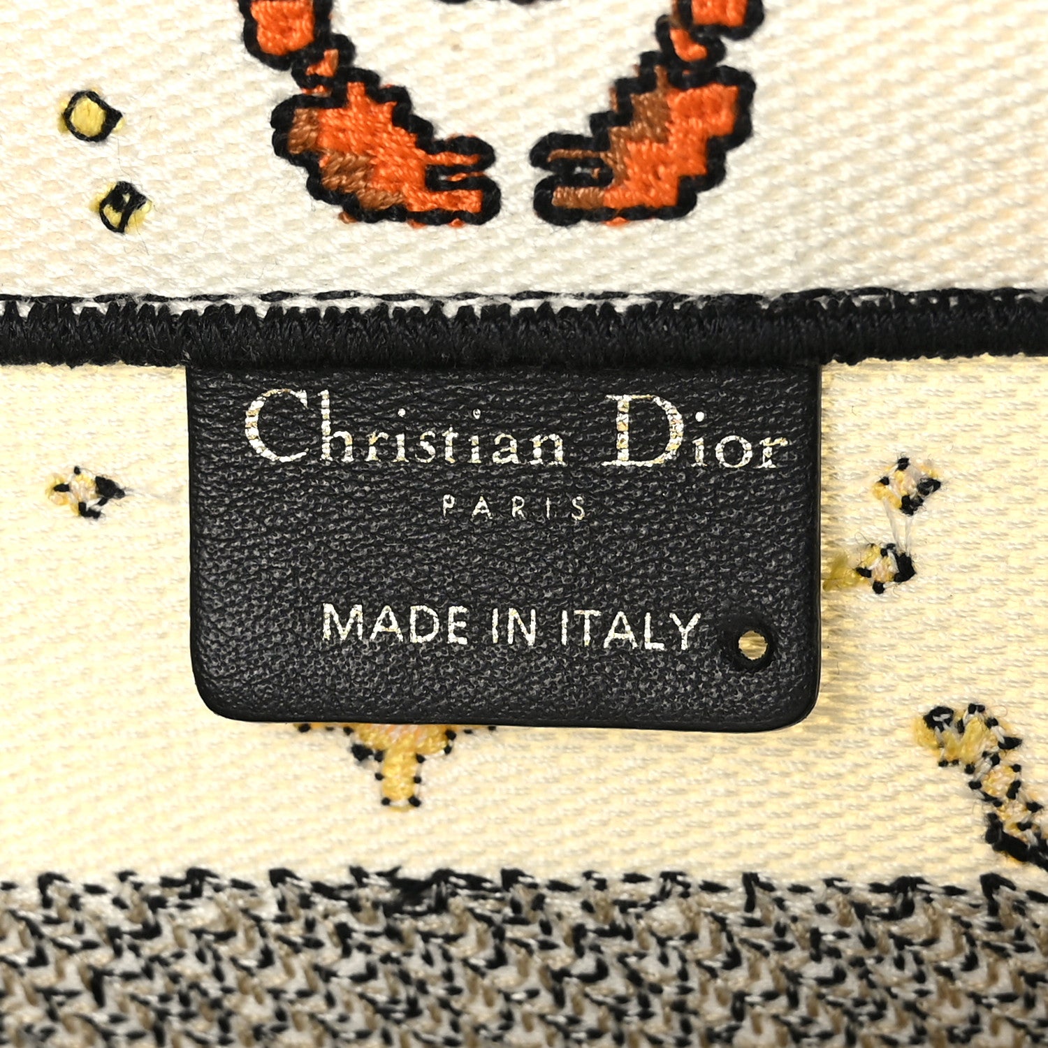 Christian Dior Canvas Embroidered Small Pixel Zodiac Book Tote Latte Multicolor 7 of 10