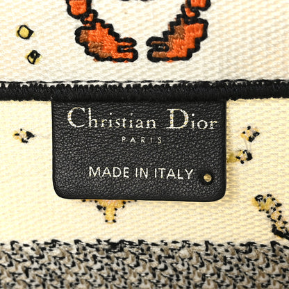 Christian Dior Canvas Embroidered Small Pixel Zodiac Book Tote Latte Multicolor 7 of 10