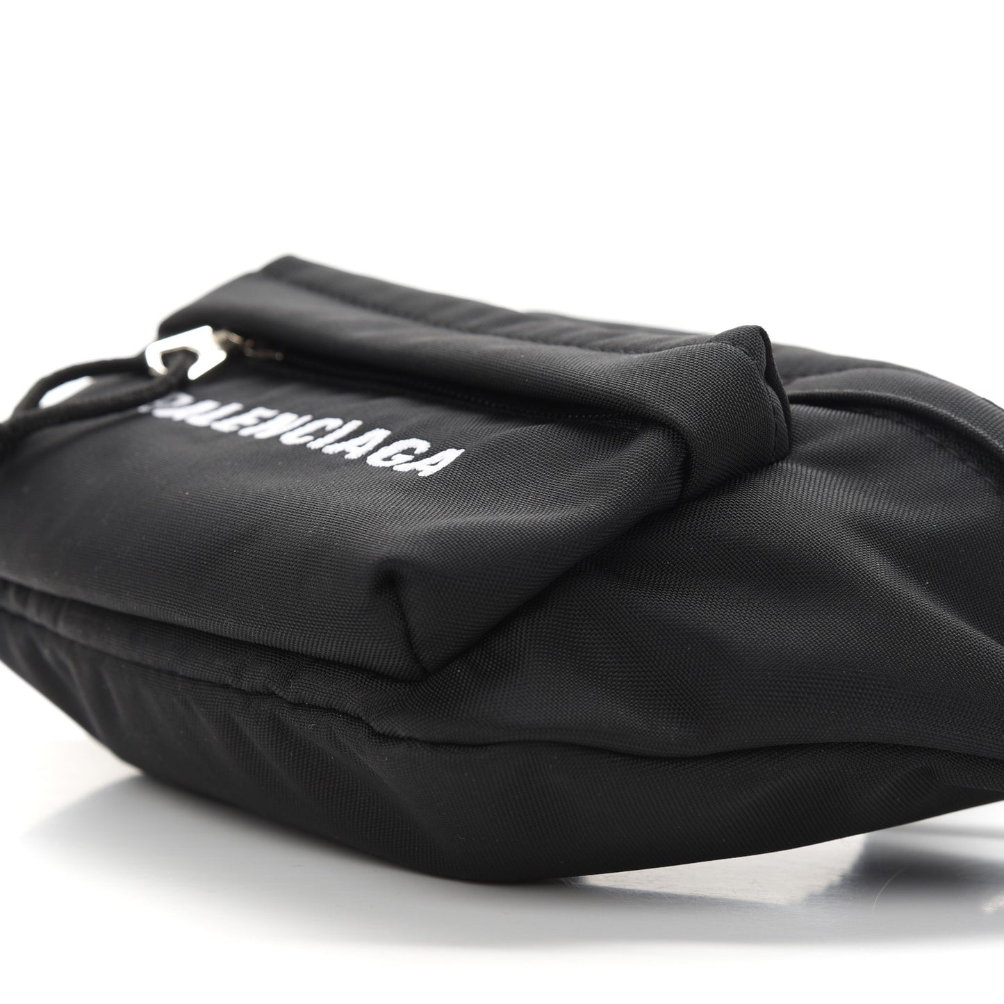 Sport Nylon Logo Embroidered Wheel Belt Bag Black White