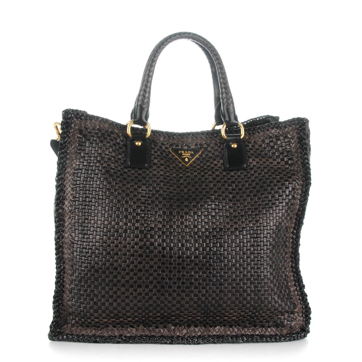 Goatskin Woven Large Tote Moro Black