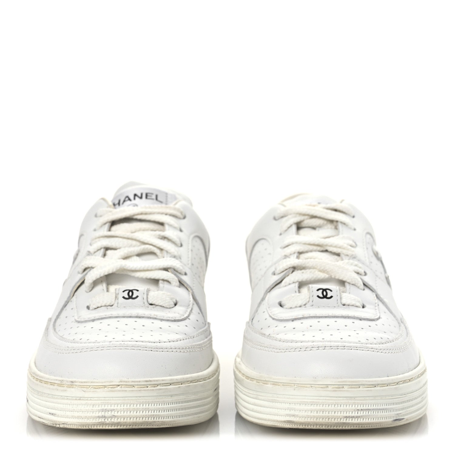 Chanel Calfskin Womens CC Sneakers 36.5 White 3 of 12