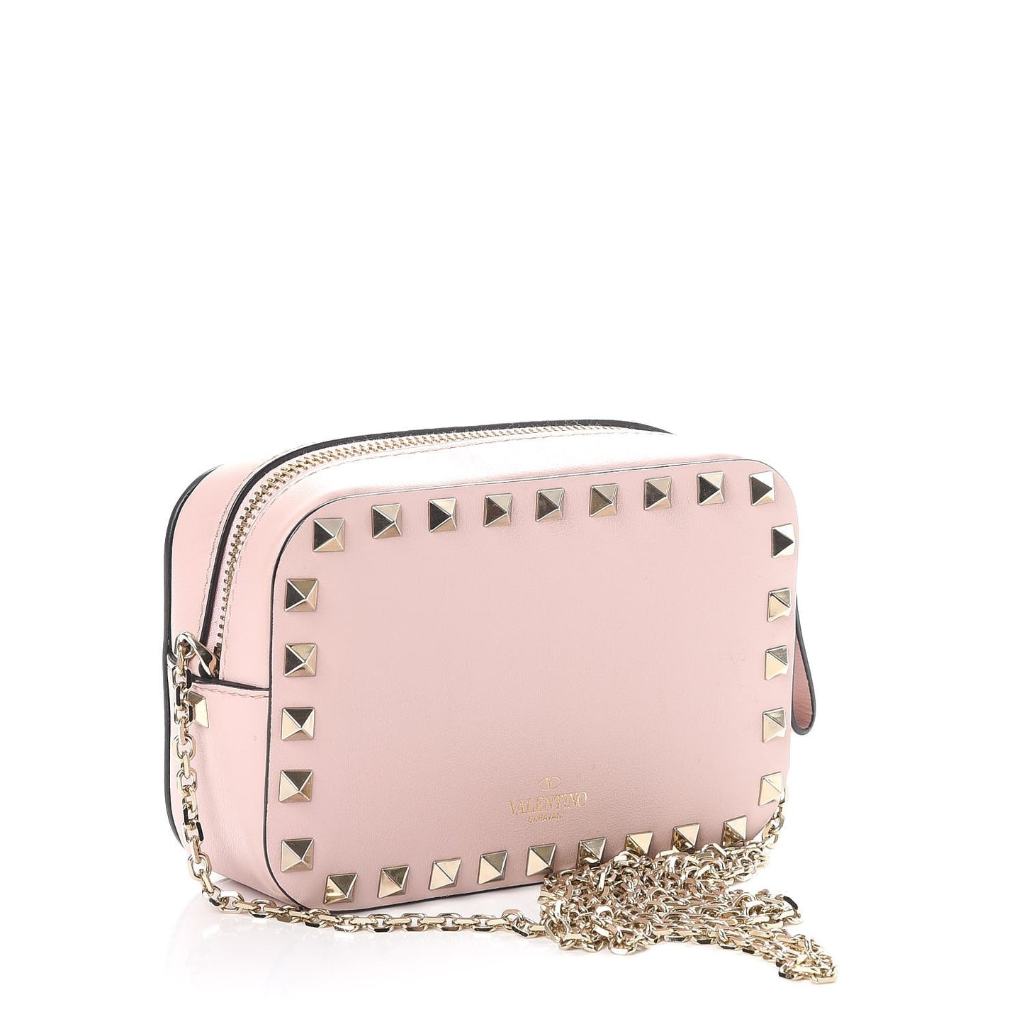 Calfskin Small Rockstud Chain Camera Crossbody Bag Loto