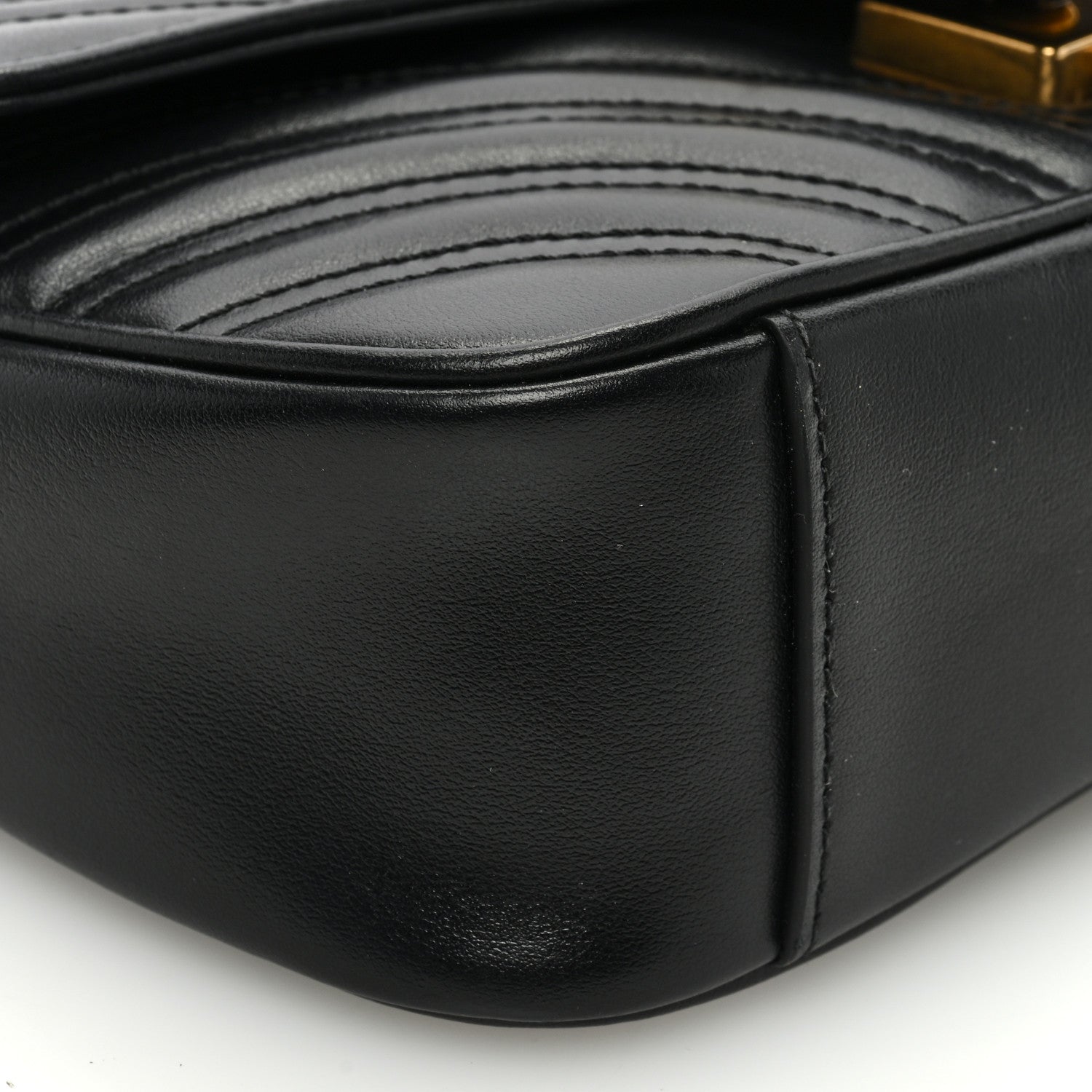 Gucci Calfskin Matelasse Mini GG Marmont Shoulder Bag Black 10 of 11