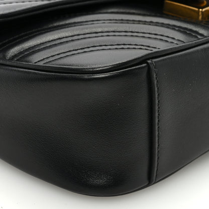 Gucci Calfskin Matelasse Mini GG Marmont Shoulder Bag Black 10 of 11
