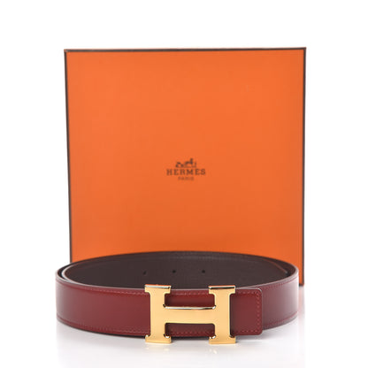 Hermes Tadelakt Togo 32mm H Belt 85 Chocolate Rouge H 7 of 7