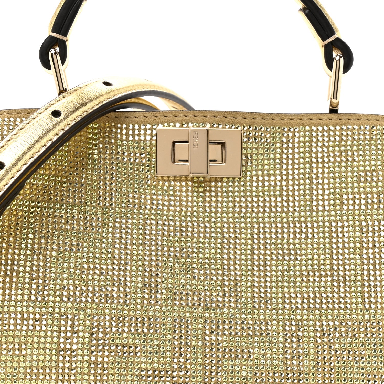 Fendi Crystal Vitello Laminato FF Petite Peekaboo I SEE U Satchel