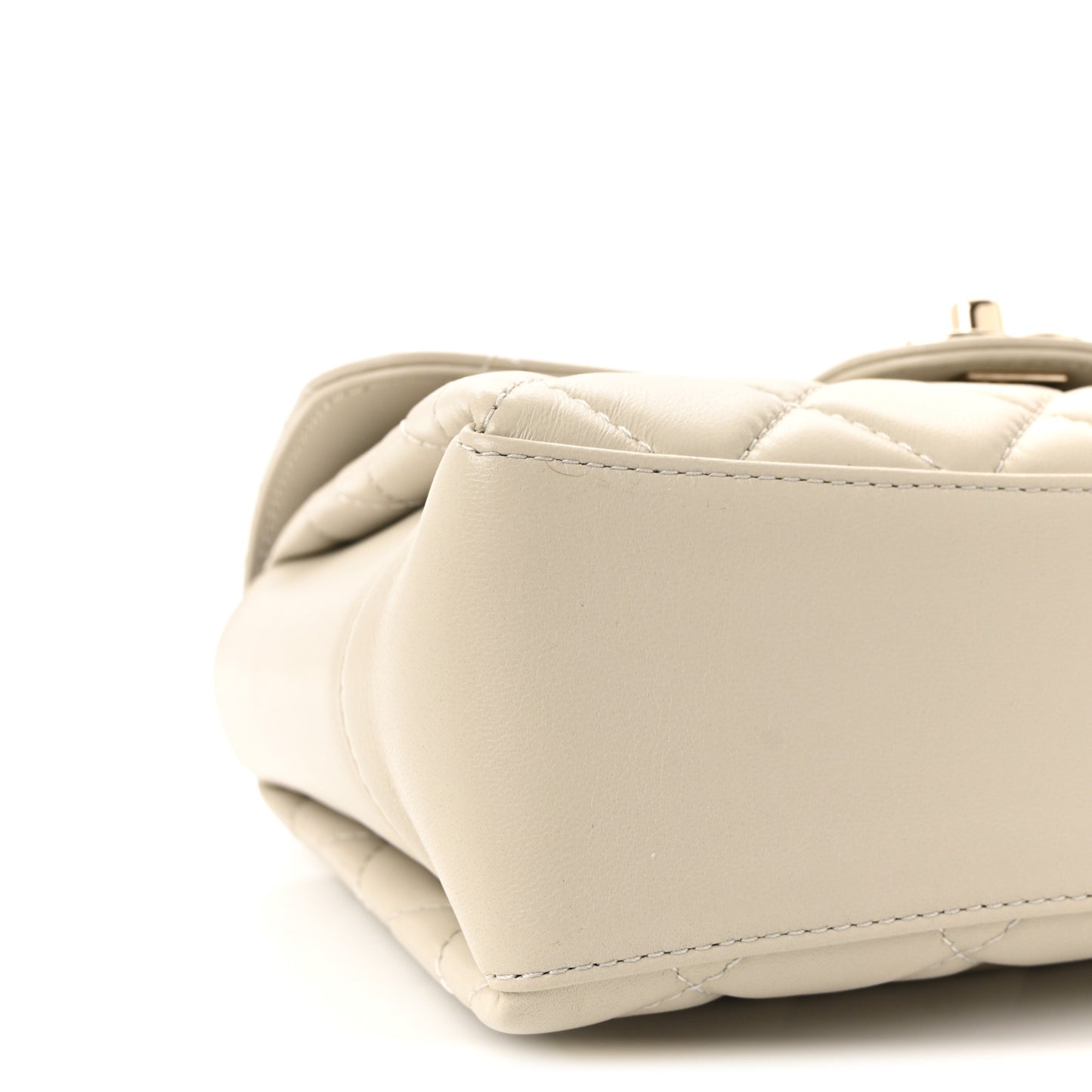 Lambskin Quilted Small Flap Top Handle Bag Grey