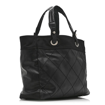 Chanel Coated Canvas Quilted Large Paris Biarritz Tote Black 3 of 10