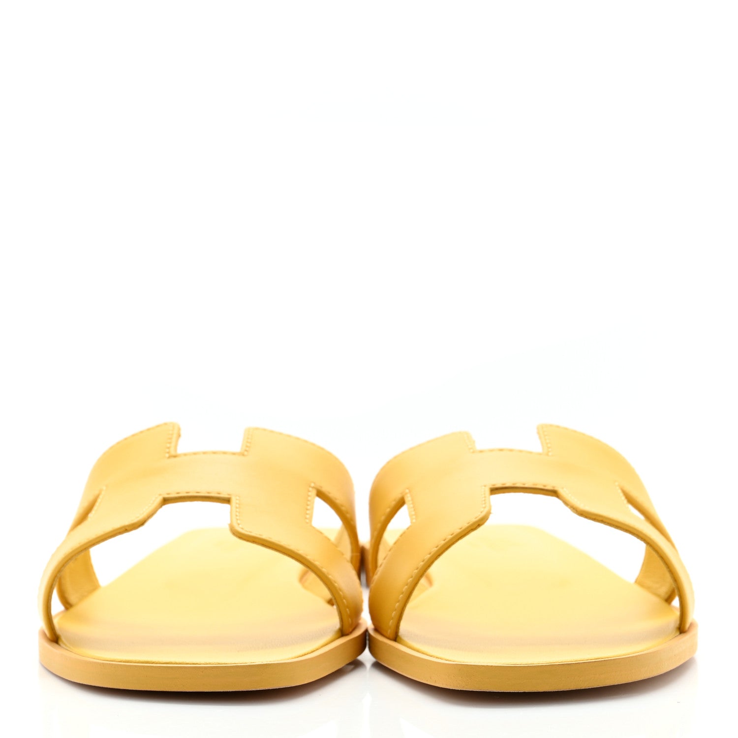 Hermes Calfskin Oran Sandals 37 Jaune Citron 2 of 9