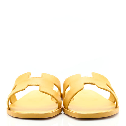 Hermes Calfskin Oran Sandals 37 Jaune Citron 2 of 9
