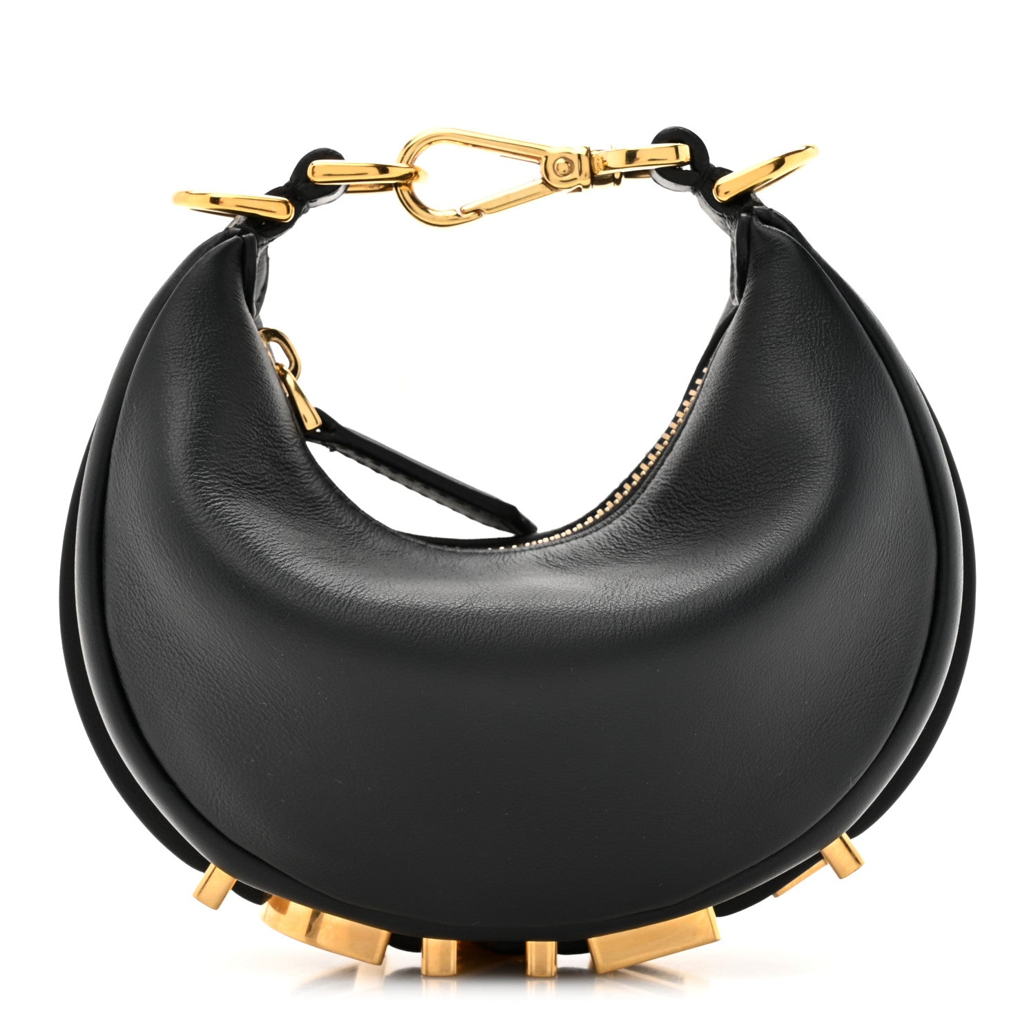 Fendi Vitello Grace Matte Nano Fendigraphy Hobo Charm Black 1 of 11