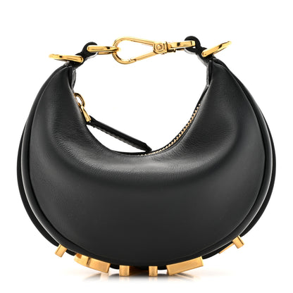Fendi Vitello Grace Matte Nano Fendigraphy Hobo Charm Black 1 of 11