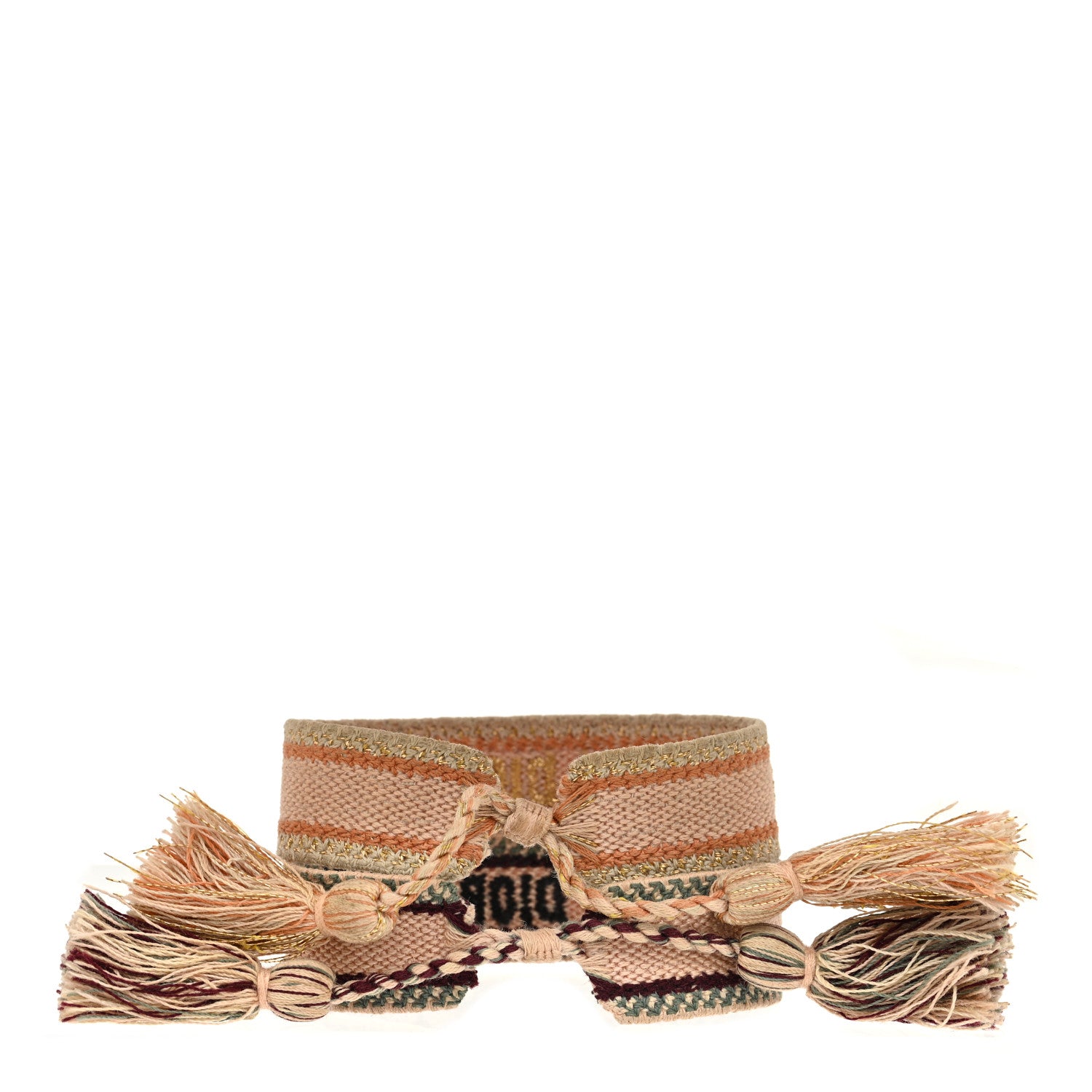 Christian Dior Woven Cotton J'Adior Friendship Bracelet Set Gold Pink 3 of 4