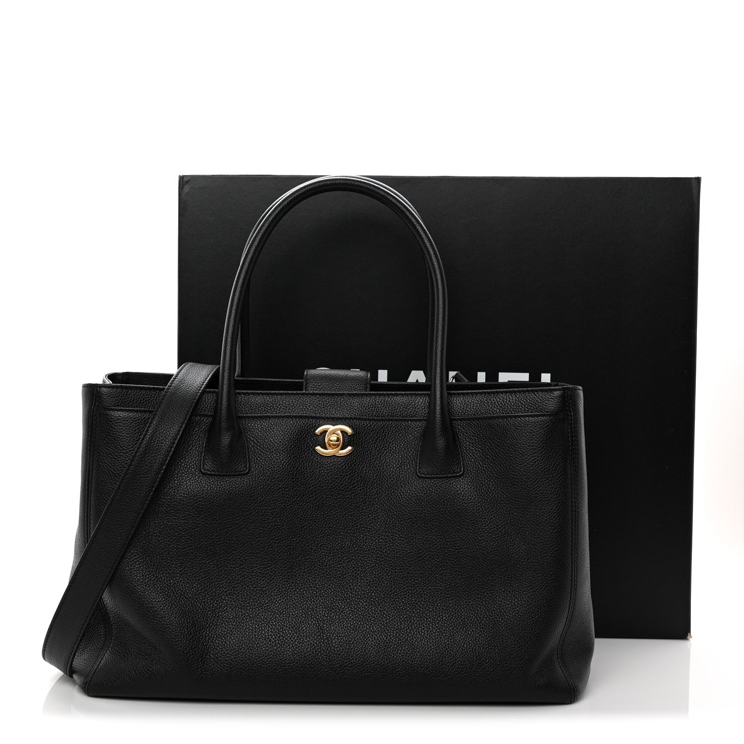 Chanel Calfskin Cerf Executive Shopper Tote Black 12 of 12