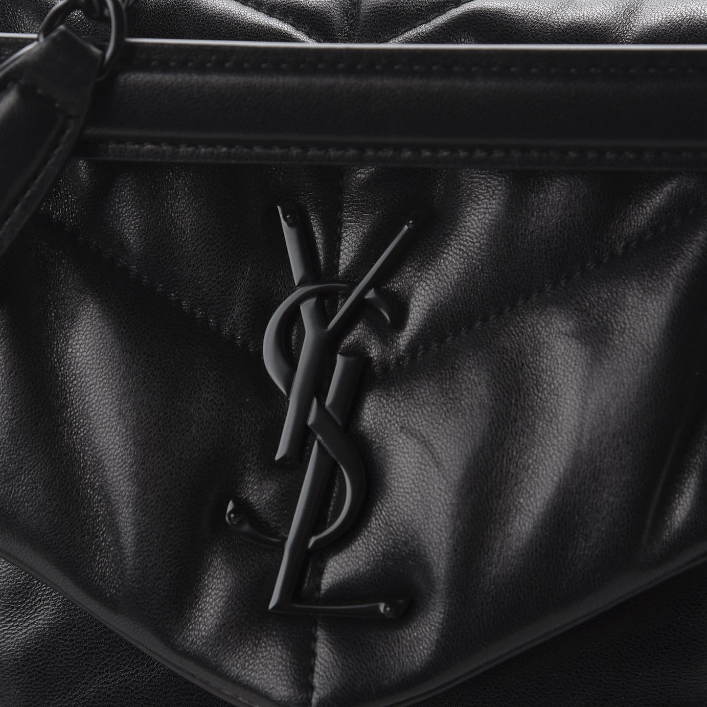 Lambskin Quilted Small Loulou Puffer Monogram Chain Satchel Black