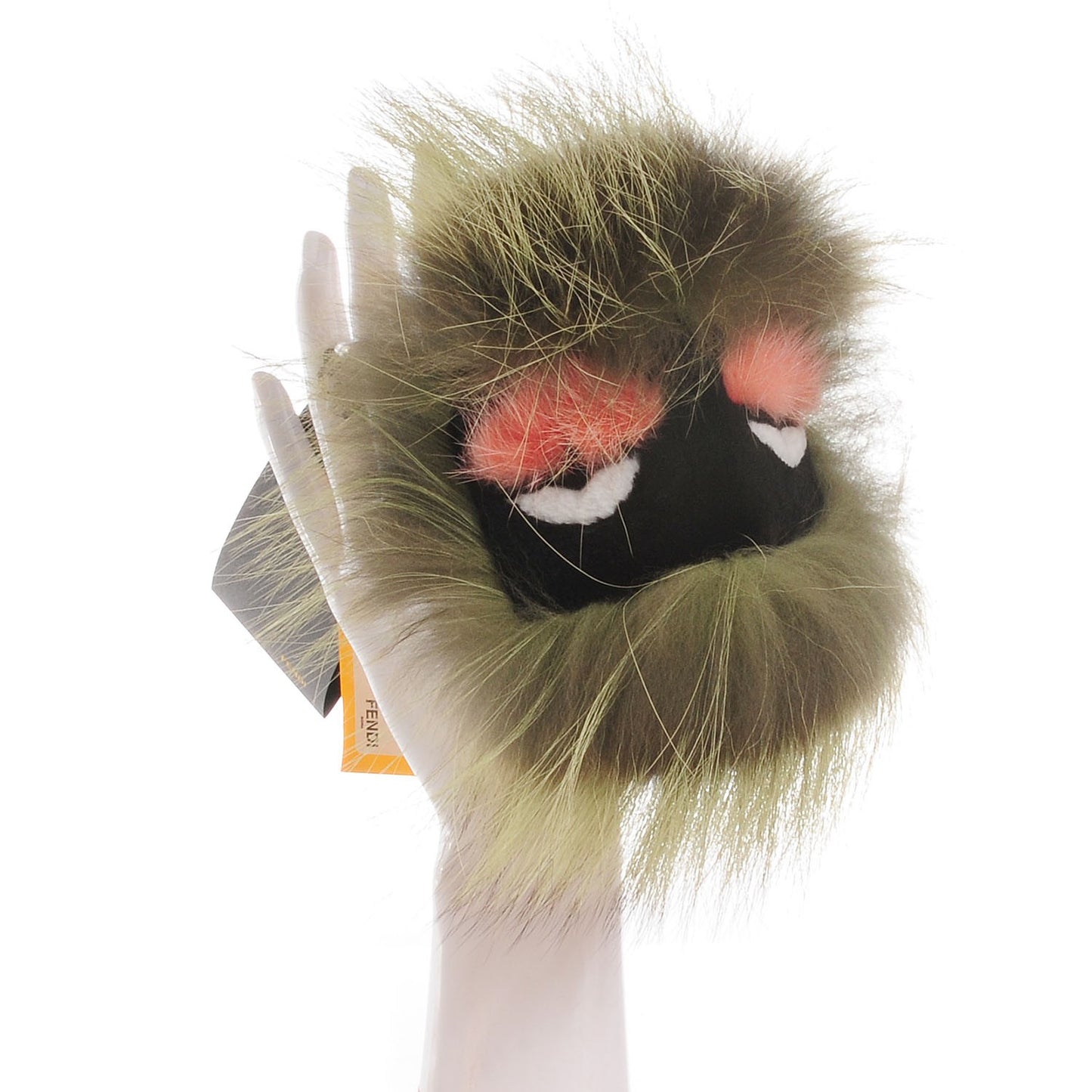 Fox Mink Rabbit Fur Vitello Flamingo Kooky Monster Bag Bug Charm Verde Multicolor Olive