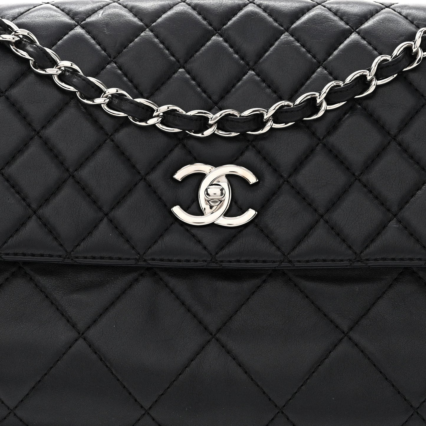 Calfskin Quilted In the Business Flap Bag Black