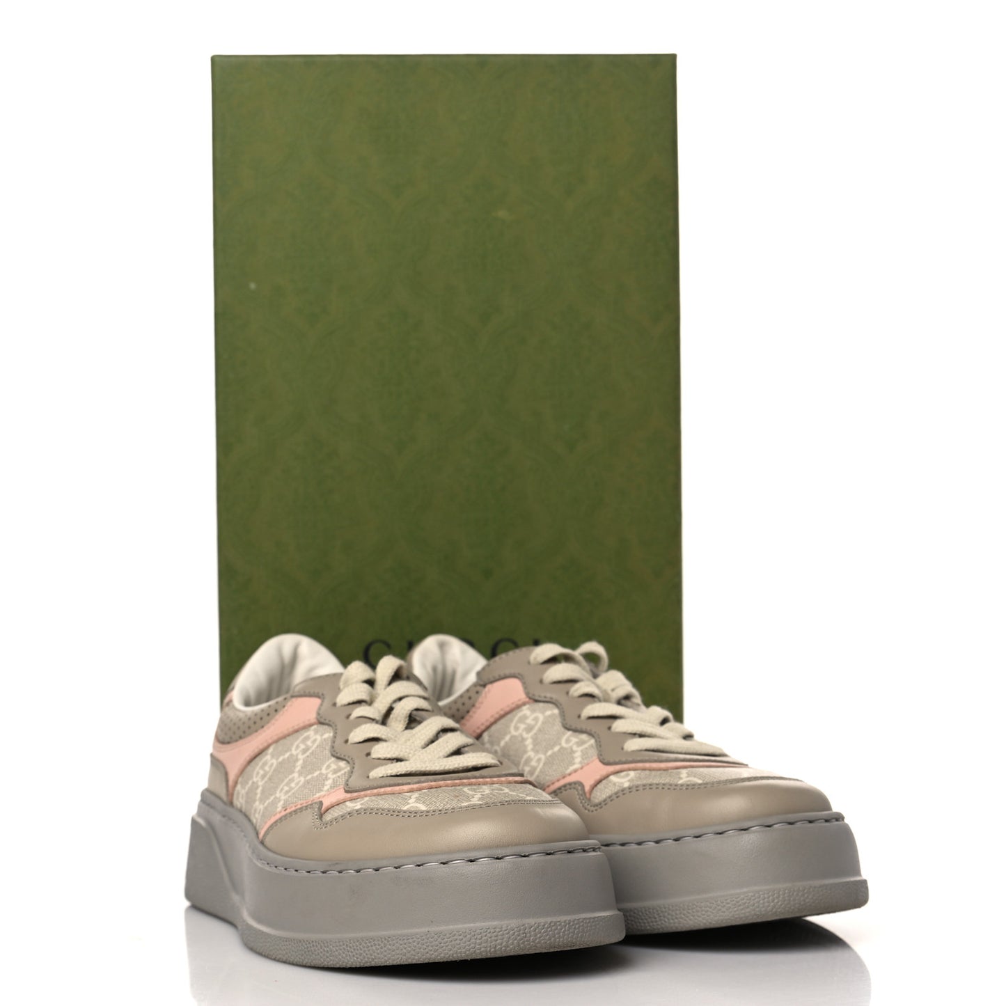 Calfskin GG Supreme Monogram Perforated Womens Platform 55mm Sneakers 38 Apricot Pink Beige Grey