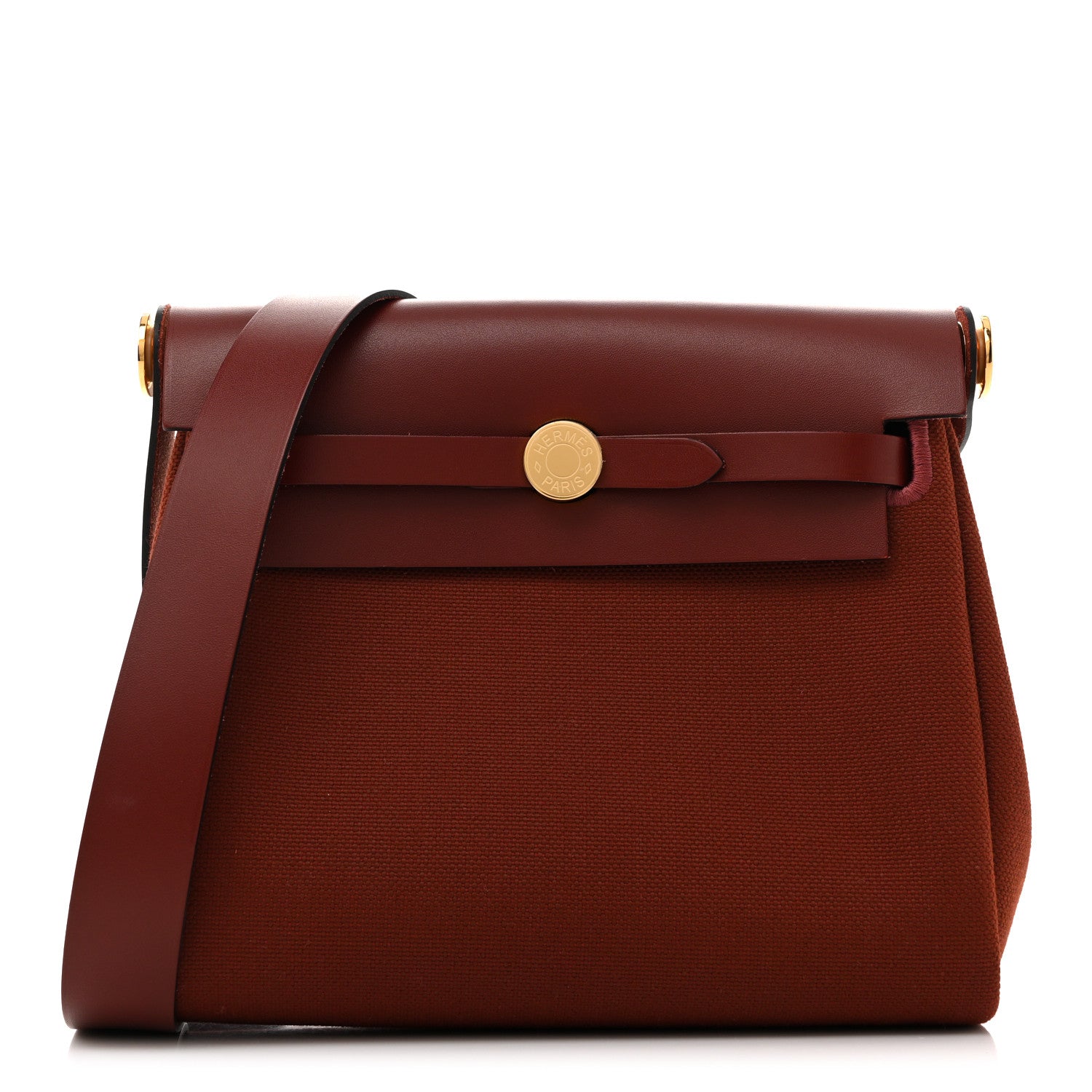 Hermes Military Toile Vache Hunter Herbag Zip Retourne 20 Rouge H 1 of 9