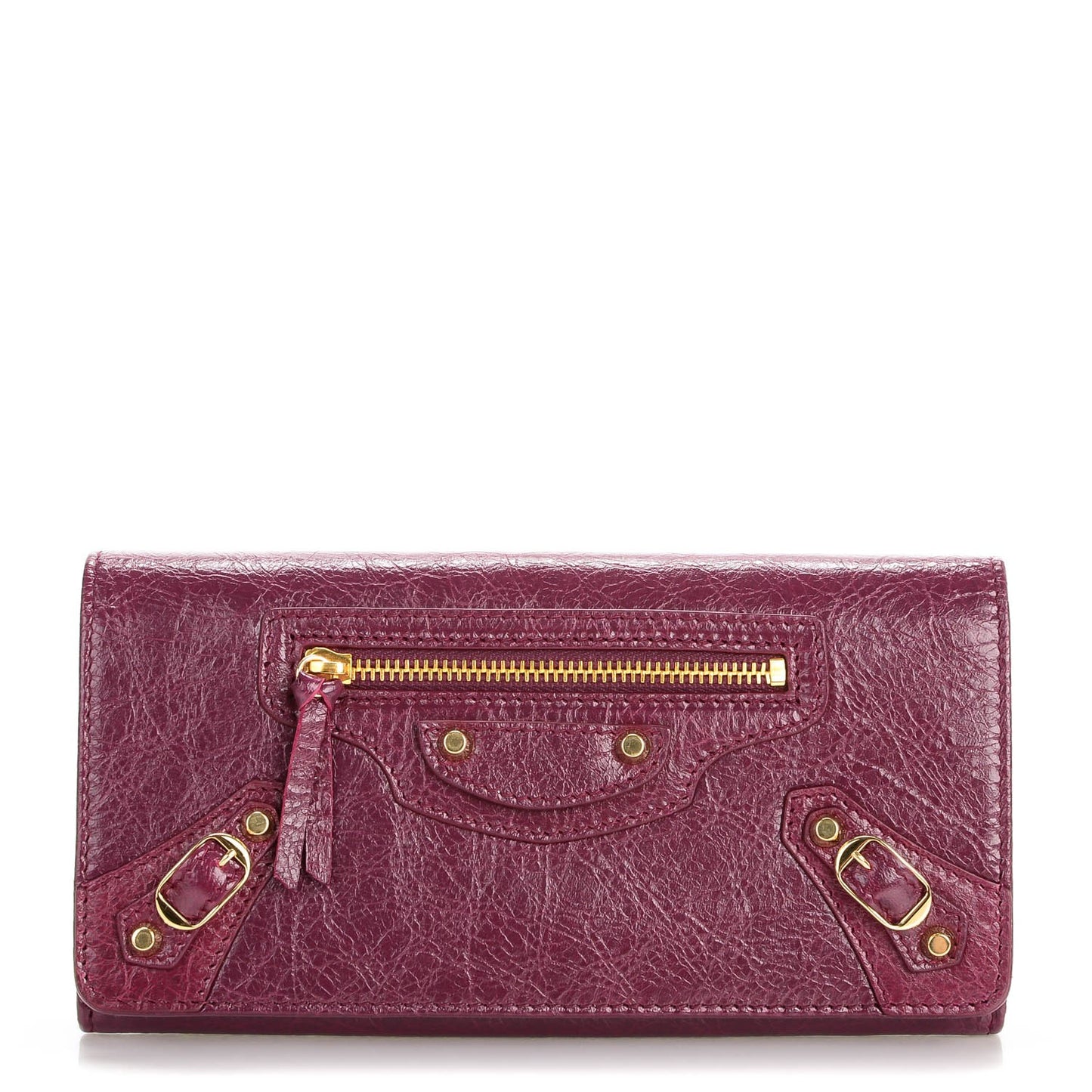 Agneau Classic Hardware Money Wallet Violet Prune