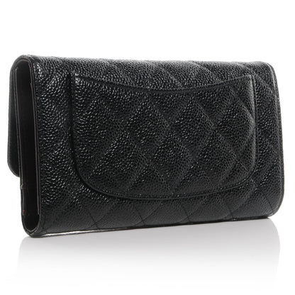 Chanel Caviar Quilted Long Flap Wallet Black 3 of 9