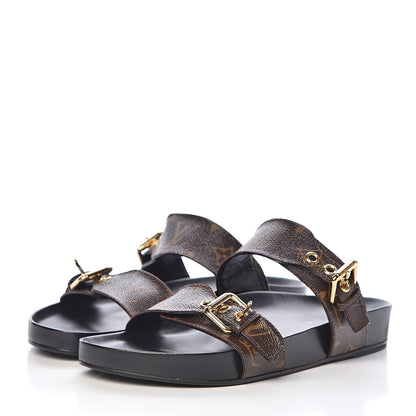 Louis Vuitton Monogram Bom Dia Mule Sandals 39 Black 3 of 11