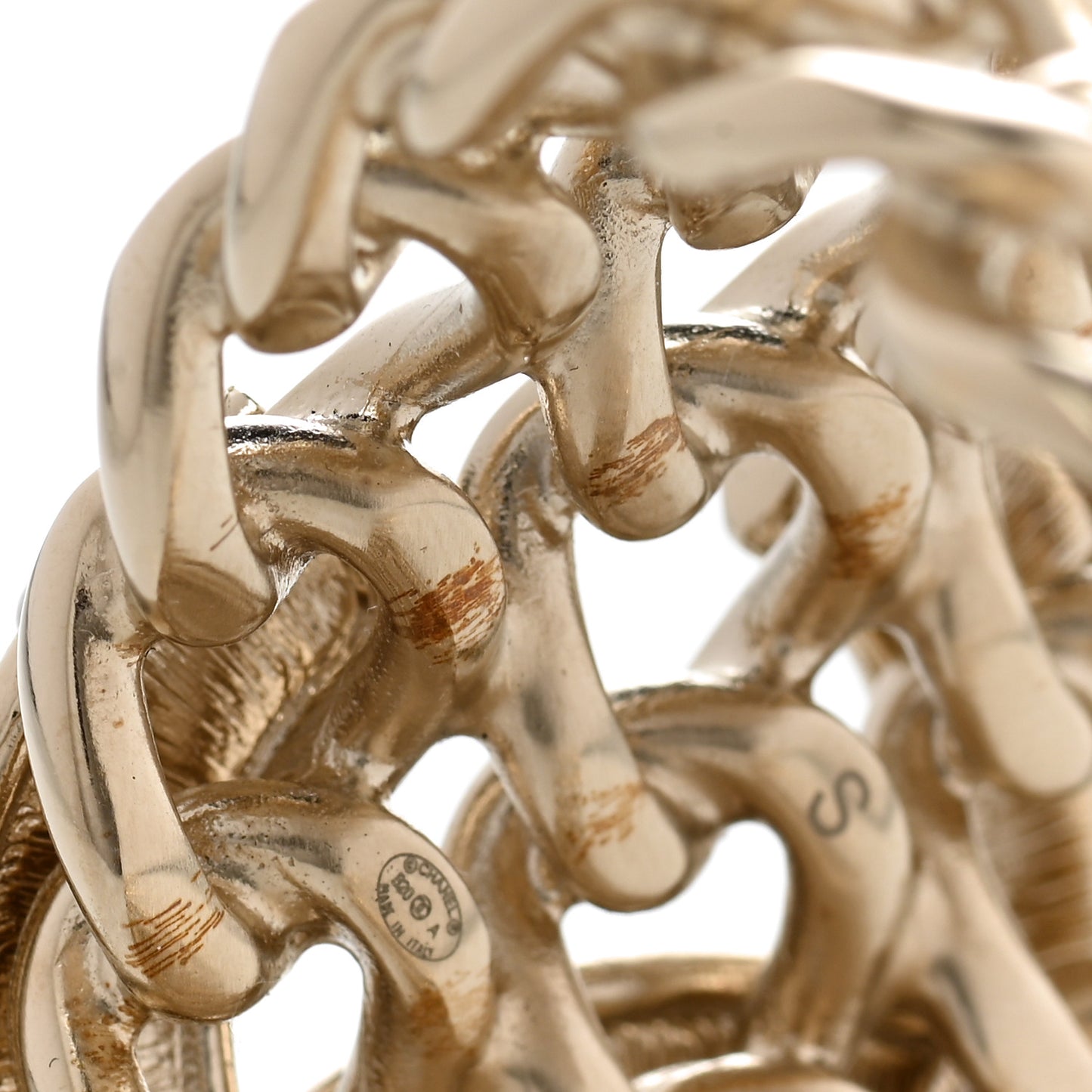 Crystal Pearl Chain CC Cuff Gold