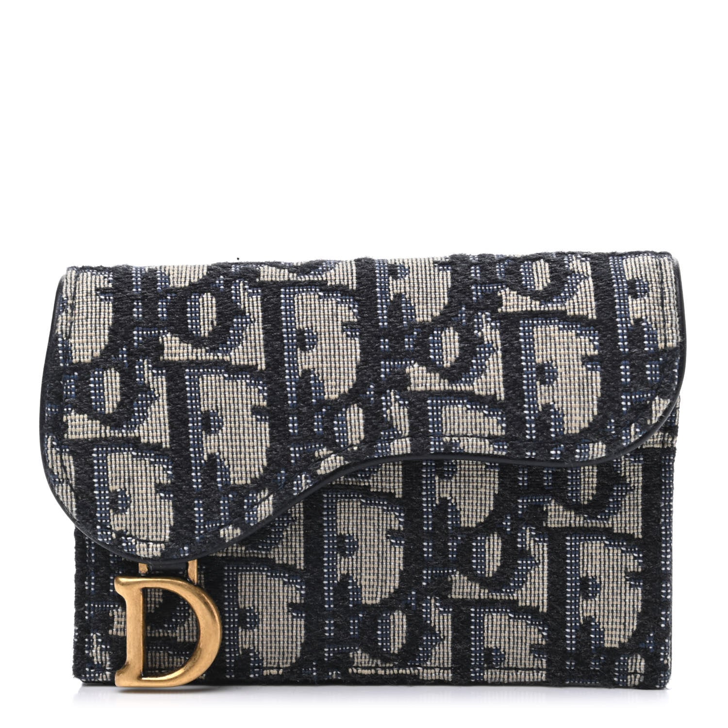 Christian Dior Oblique Saddle Card Holder Blue 1 of 5