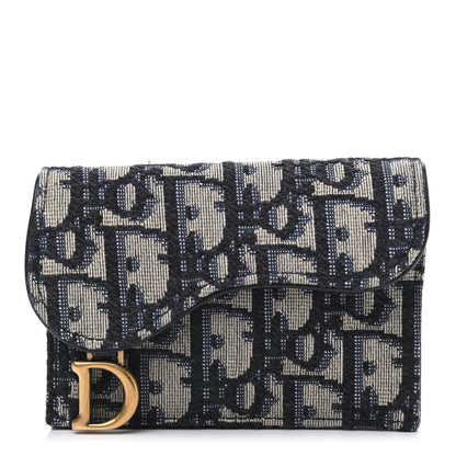 Christian Dior Oblique Saddle Card Holder Blue 1 of 5