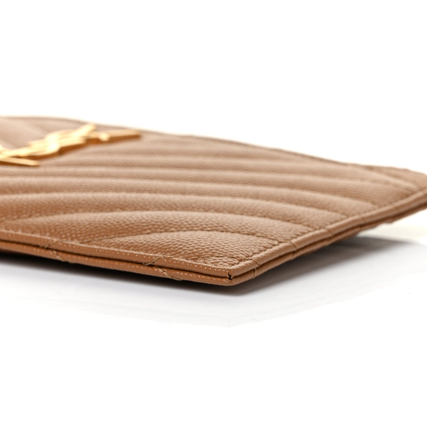 Saint Laurent Grain De Poudre Chevron Monogram Bill Pouch Dark Natural 9 of 10