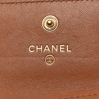 Chanel Shiny Goatskin Quilted Chanel 19 Flap Card Holder Brown 5 of 8