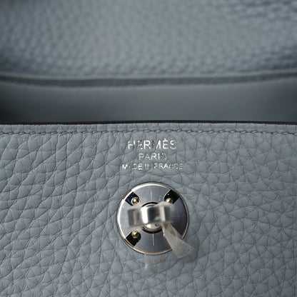 Hermes Taurillon Clemence Mini Lindy 20 Bleu Glacier 6 of 11