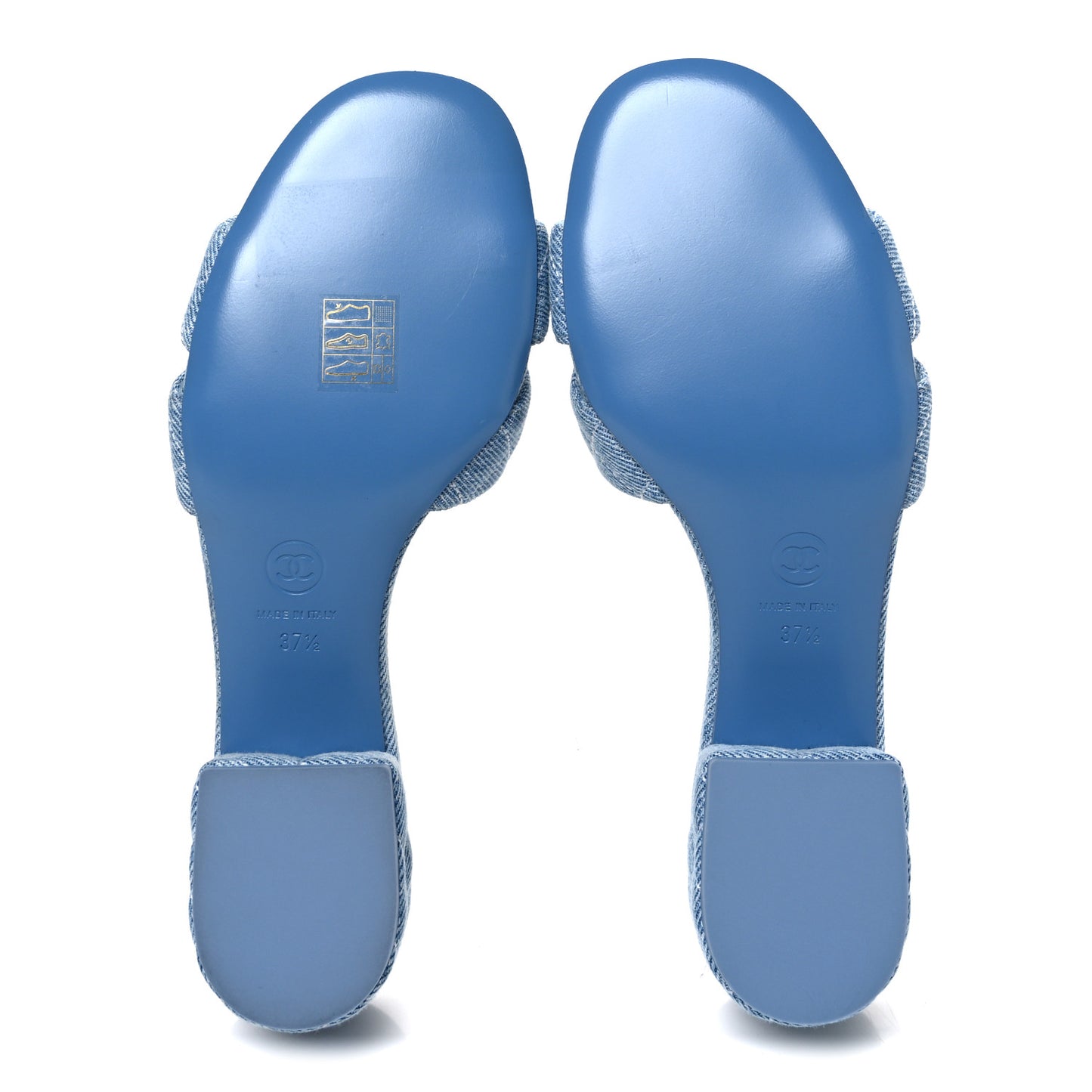 Denim Quilted Mules 37.5 Blue