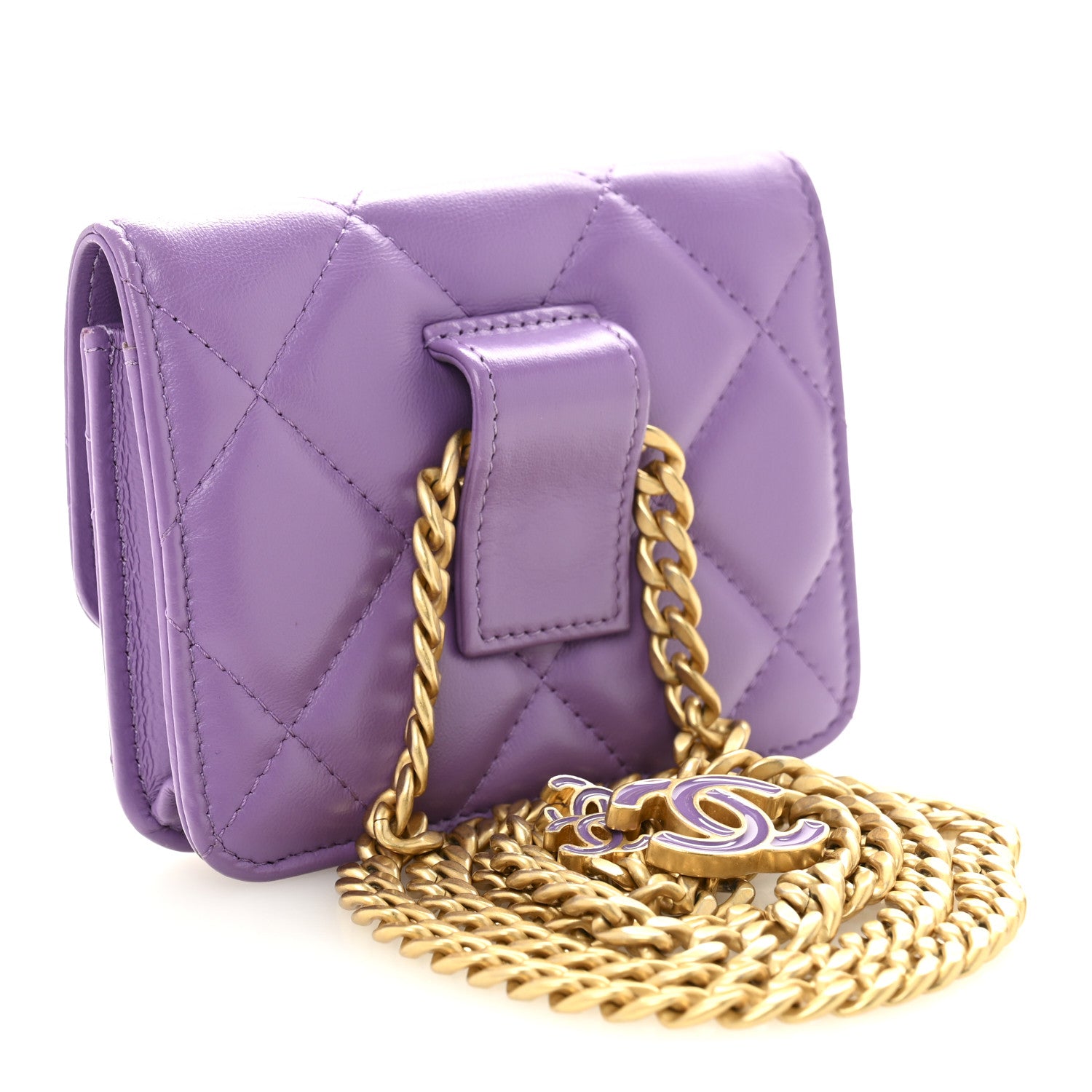 Chanel Lambskin Enamel Quilted Pending CC Flap Belt Bag Purple 3 of 11