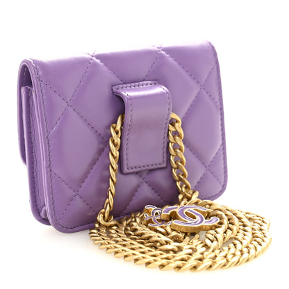 Chanel Lambskin Enamel Quilted Pending CC Flap Belt Bag Purple 3 of 11