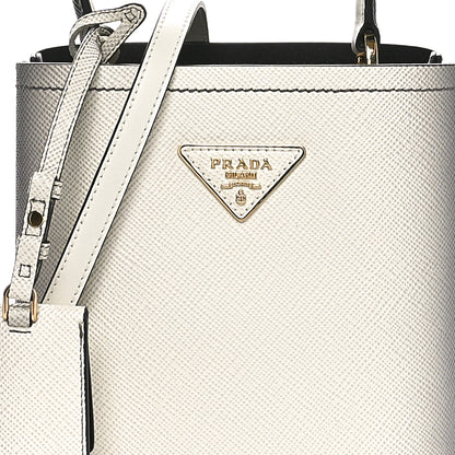 Prada Saffiano Cuir Small Panier Bucket Bag White Sfumato 7 of 9