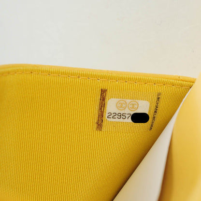 Chanel Lambskin Chevron Quilted Wallet On Chain WOC Yellow 8 of 8