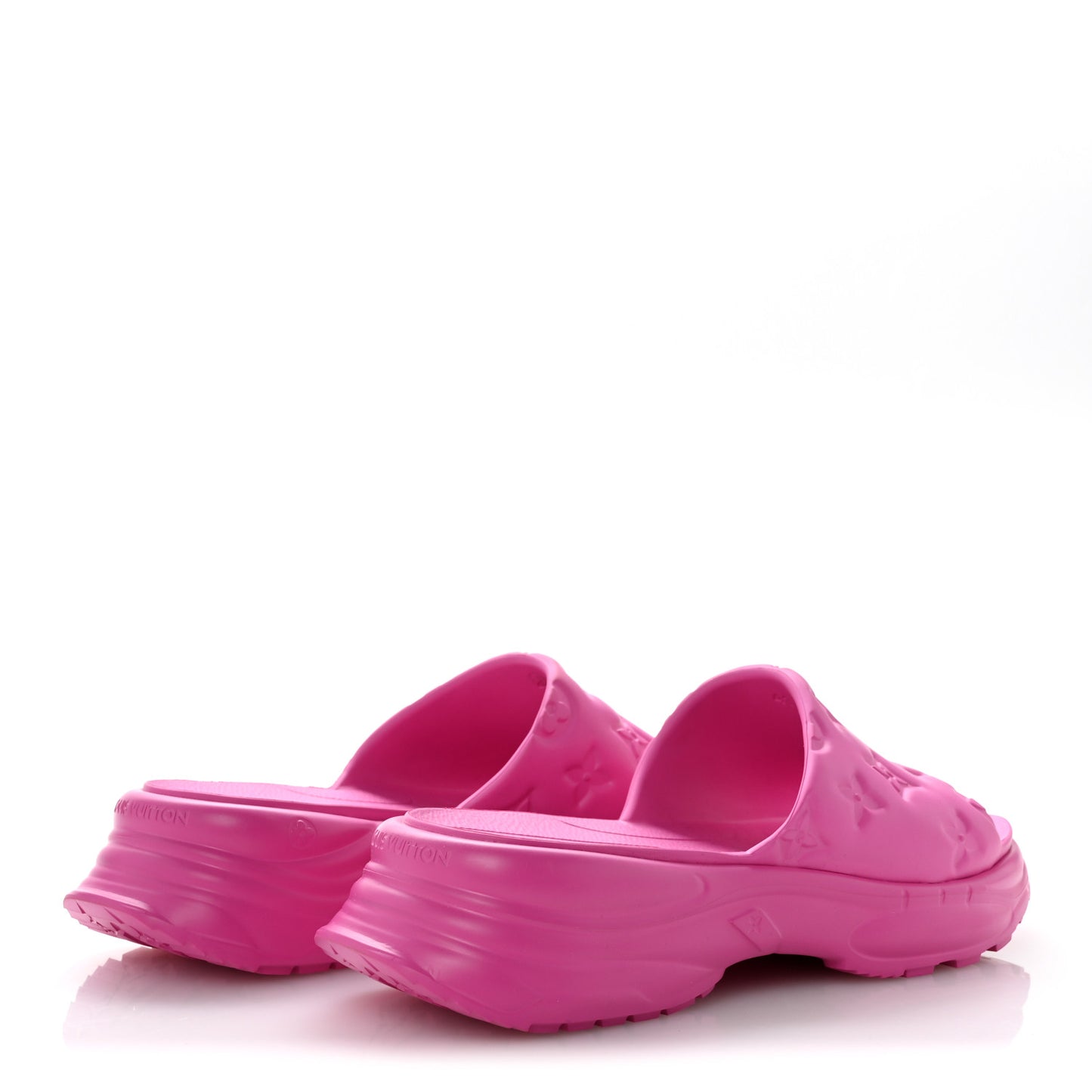 Rubber Monogram Embossed Pool 55 Flat Comfort Mule 41 Pink