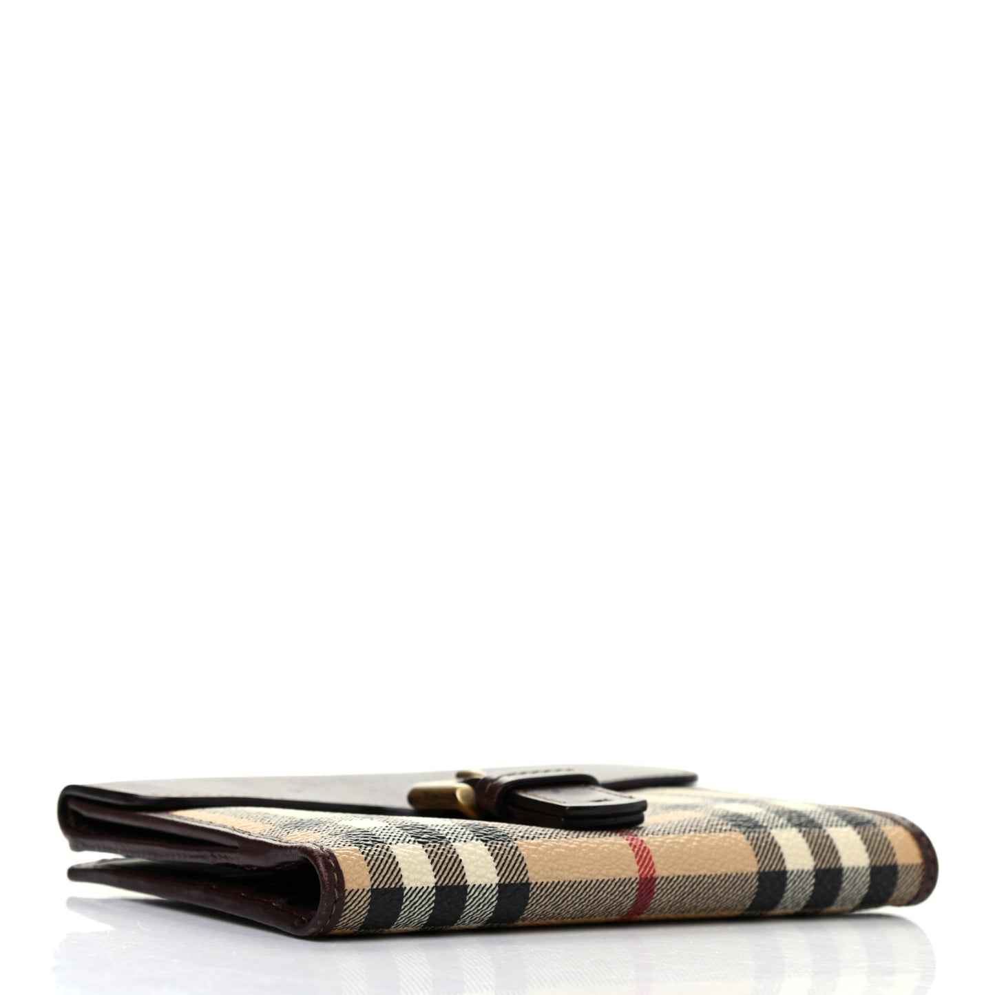 Calfskin House Check Wallet Brown