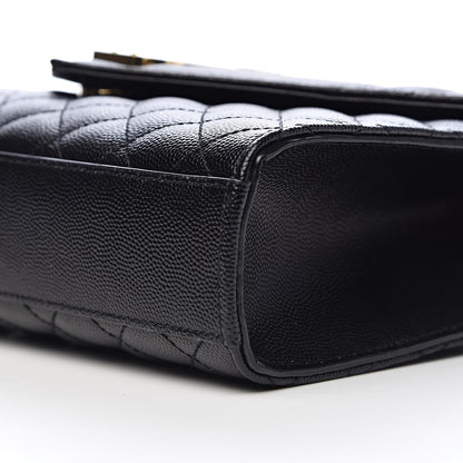 Saint Laurent Grain De Poudre Textured Mixed Matelasse Triquilt Medium Monogram Satchel Black 9 of 10