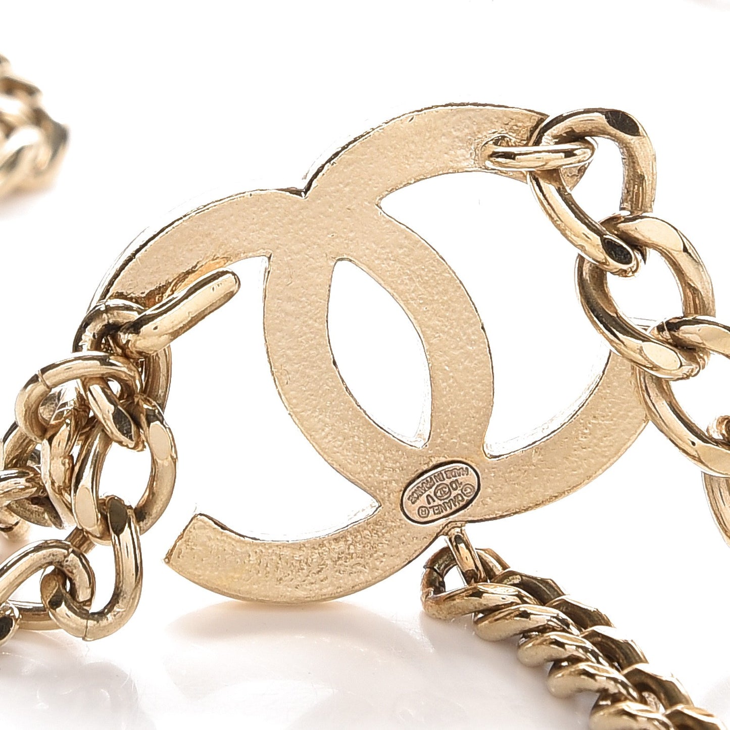 Enamel CC Chain Belt White Gold