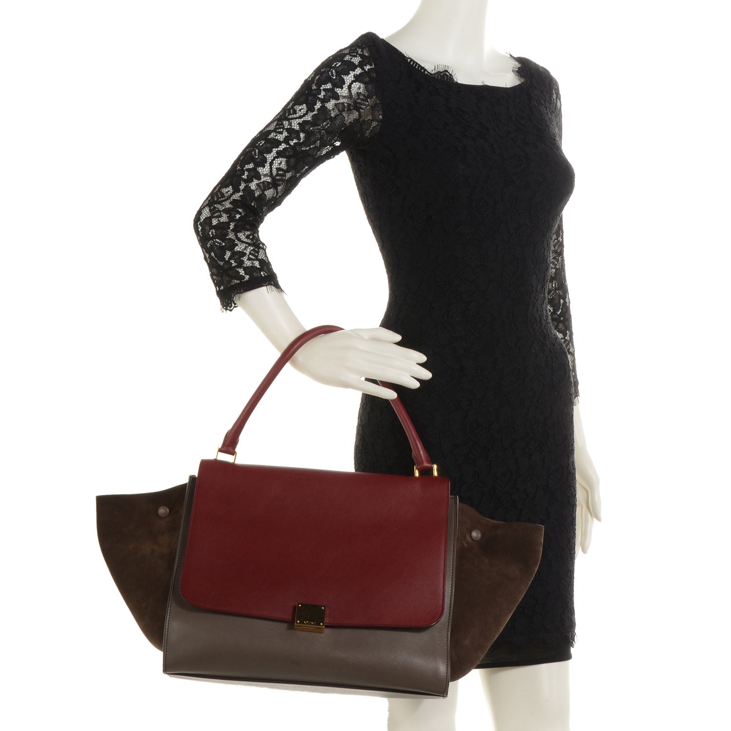 Celine Calfskin and Suede Large Tri-Color Trapeze Granite 2 of 9