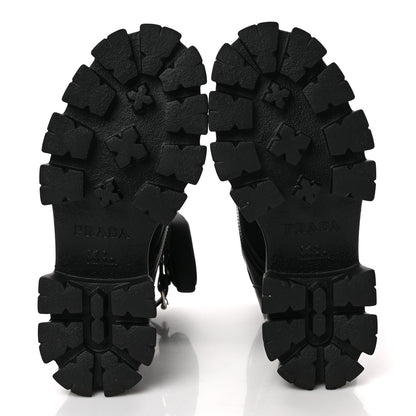 Prada Spazzolato Rois Nylon Metal Triangle Logo Monolith Pouch Pocket 55mm Boots 39 Black 5 of 8