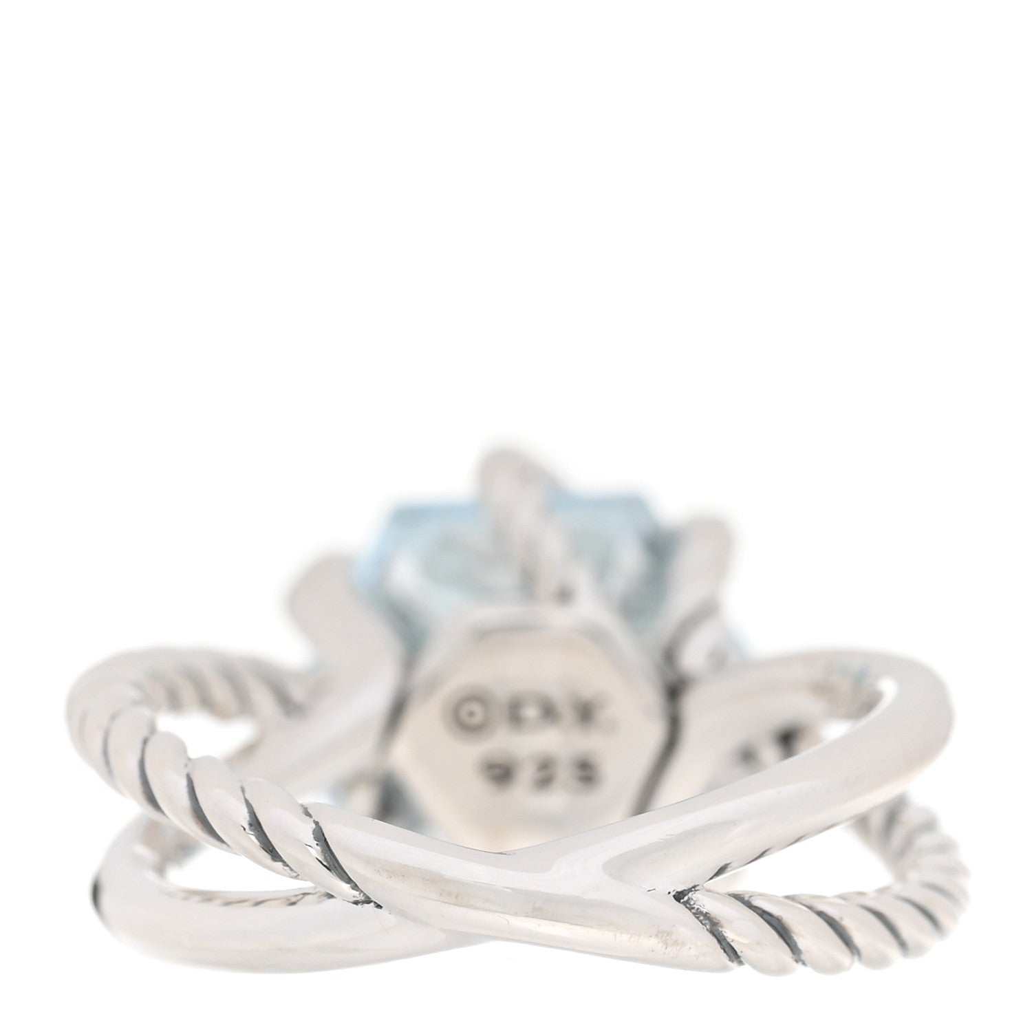 David Yurman Sterling Silver Diamond Blue Topaz 10mm Cable Wrap Ring 49 5 3 of 4