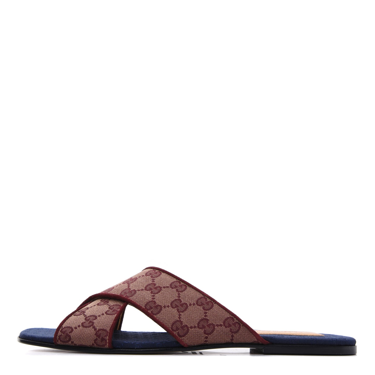 Canvas GG Monogram Mens Criss Cross Slide Sandals 11 Sahara Rubino Chardonnay