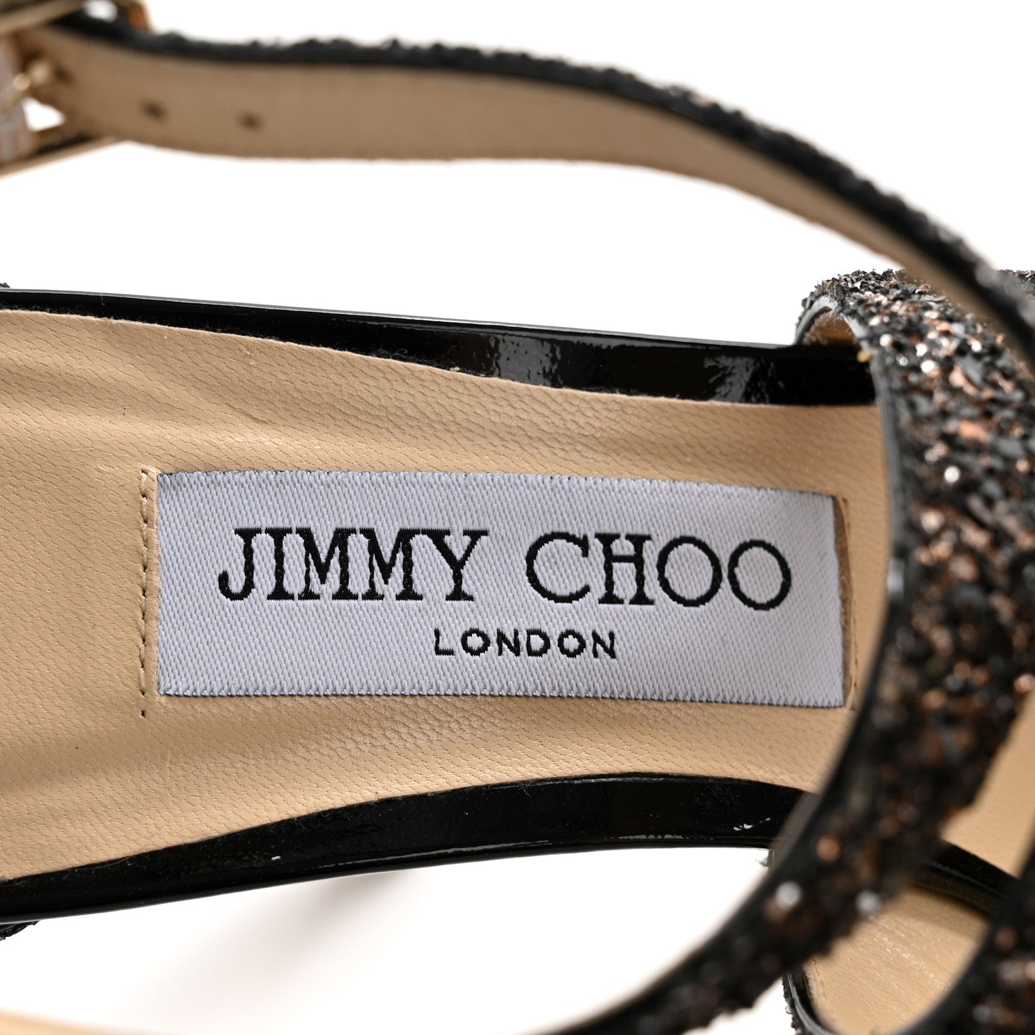 Jimmy Choo Coarse Glitter Emily 100 Sandals 37.5 Black 6 of 7