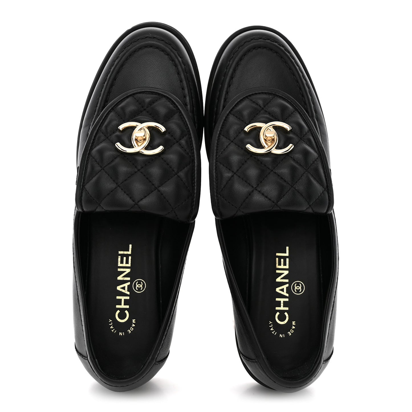 Lambskin Quilted CC Turnlock Loafers 39 Black