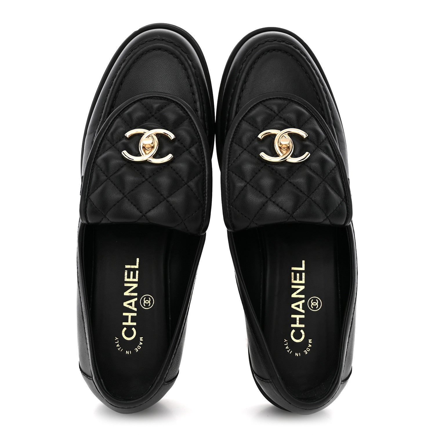Chanel Lambskin Quilted CC Turnlock Loafers 39 Black 2 of 11