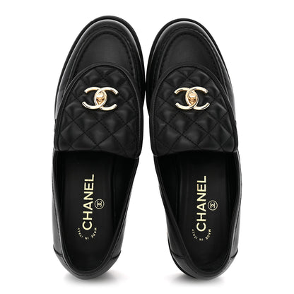 Chanel Lambskin Quilted CC Turnlock Loafers 39 Black 2 of 11