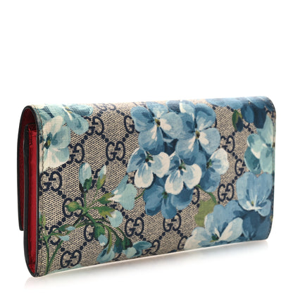 Gucci GG Supreme Monogram Blooms Continental Wallet Blue 3 of 9